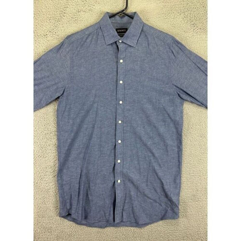 Stantt Shirt Adult Medium Blue St. Marks Button Down Long Sleeve Casual Mens